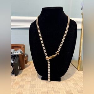 Vintage Gold tone and rhinestone belt Necklace in good used condition